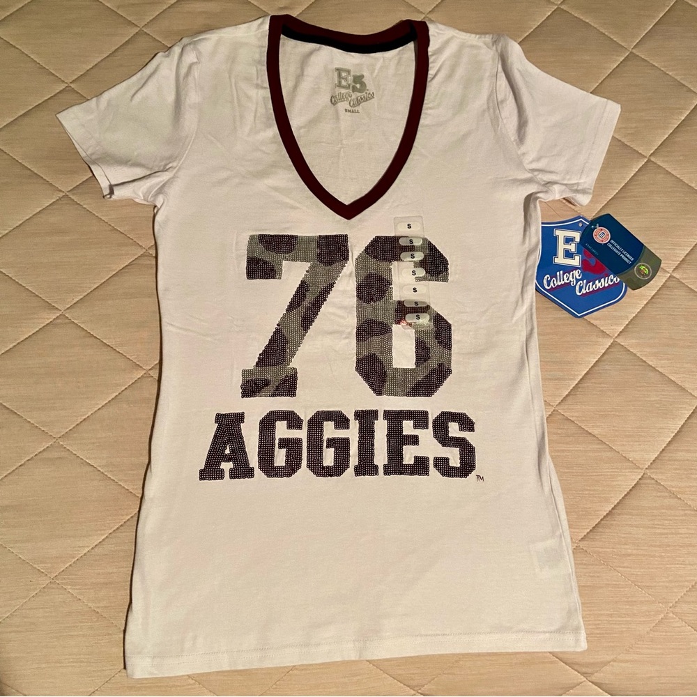 ✨NWT Officially Licensed E5 College Classics Texas A&M 76 Aggies Sequin T-shirt